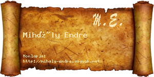Mihály Endre névjegykártya